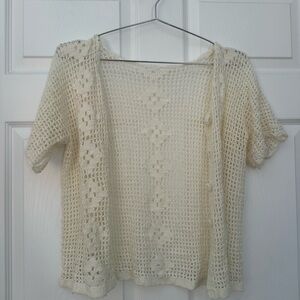 Cream Crochet Women Sweater